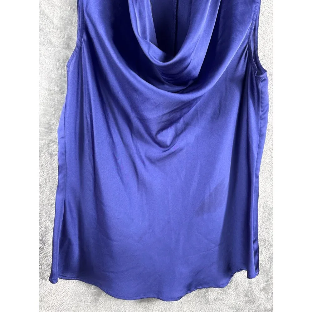 Apt. 9 Womens Cowl Neck Sleeveless Blouse Medium Royal Blue Satin - Picture 4 of 7